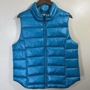 NWOT CJ BANKS Women's X / 14W Teal Quilted Puffer Vest